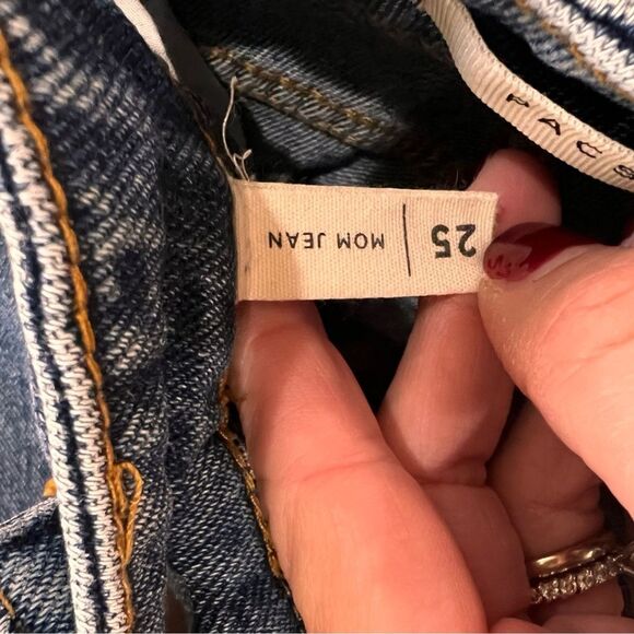 Pacsun High Waist Distressed Mom Jeans Blue Denim Ripped Knee Size 25 Vintage - Picture 6 of 6
